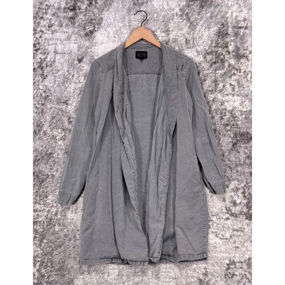 AYR Top XS Womens Gray Lyocell Linen Open Front Cardigan Robe - Picture 1 of 8